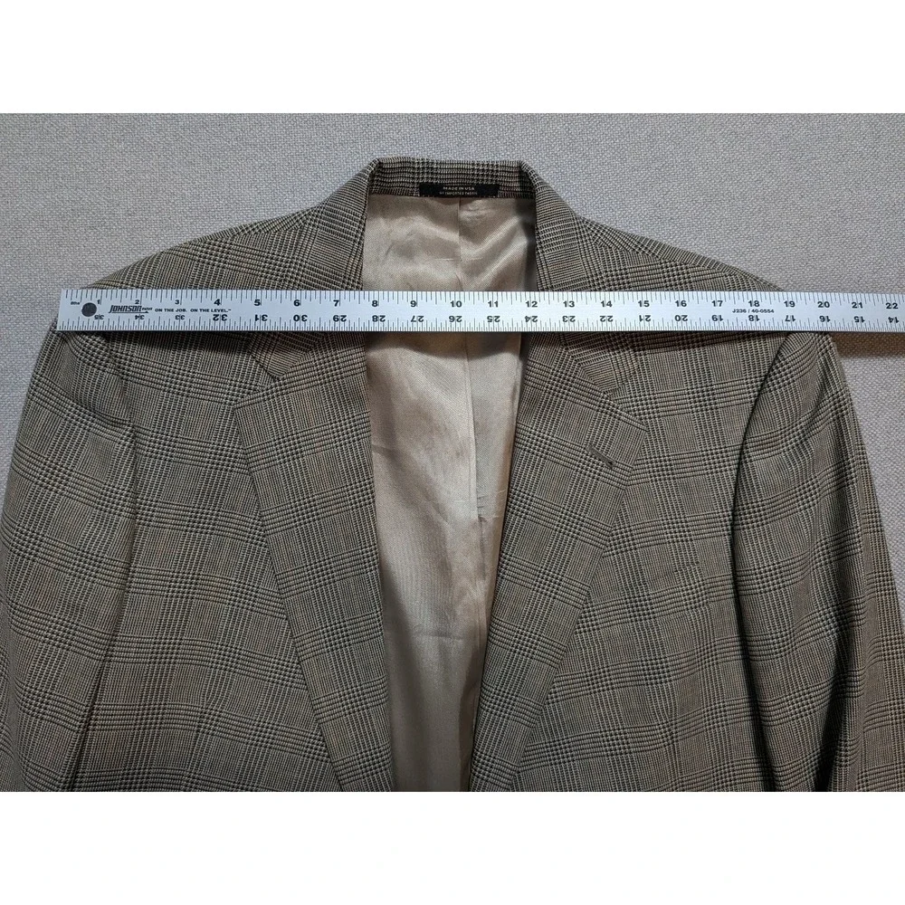 Hart Schaffner Marx Men's 42R Blazer Brown Plaid Wool Jacket Coat Made in USA